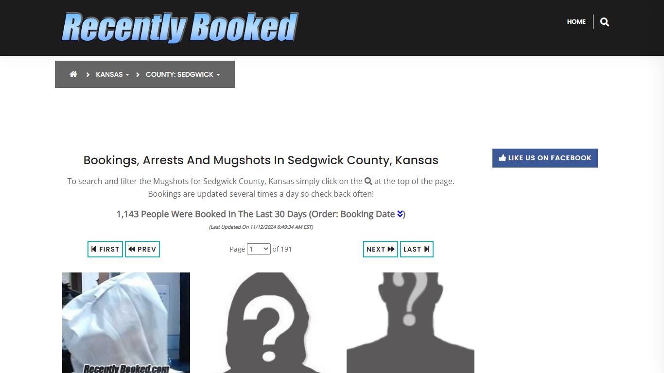 Bookings, Arrests and Mugshots in Sedgwick County, Kansas - Recently Booked