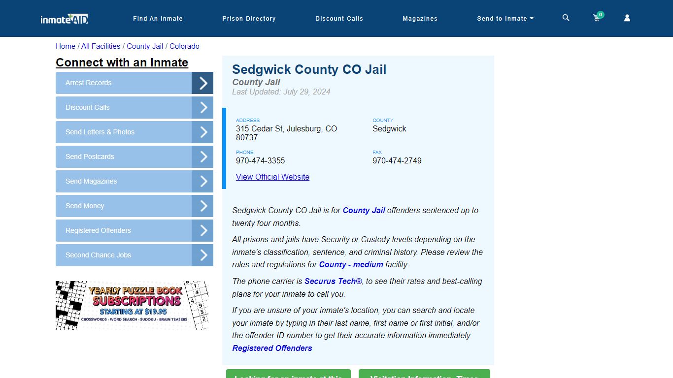 Sedgwick County CO Jail - Inmate Locator