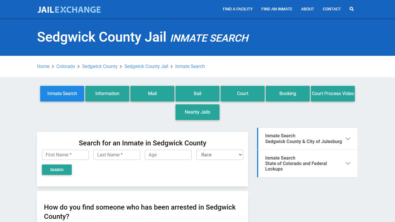 Sedgwick County Jail, CO Inmate Search: Roster & Mugshots